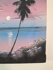 Beautiful Night Tropical Beach Painting On Handmade Canvas