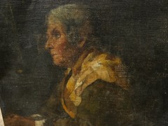 Cesare Vianello antique Italian painting of pensive woman 19th century