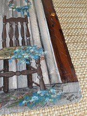 CHAIR WITH FLOWERS APPLES on SLATE Maine Original Hand Painted