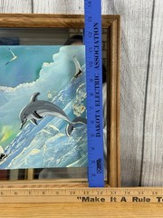 Dolphin Painting On Mirror Signed By Tom Dunham 13.5 Inches By 13.5