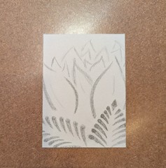 aceo atc (art trading card) original drawing graphite floral pattern 2.5″x3.5″