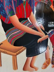 Pair of Vintage Guatemalan Folk Art Painting Pair Mayan Figures Boho Decor