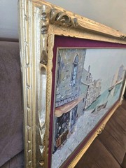 Original Vtg Mystery Artist Painting Of Venice Canal Scene Signed & Framed READ