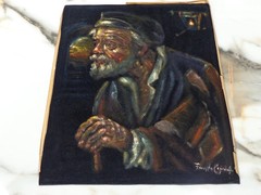 1970’S ARTIST SIGNED BLACK VELVET PAINTING „OLD SEA CAPTAIN“ SUPER NICE MUST SEE