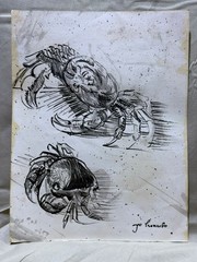 LEONARDO DA VINCI drawing and painting on old paper signed stamped vintage