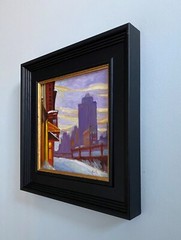 Edward Hopper New York snow style original oil painting, 8×8 inches. J Smith