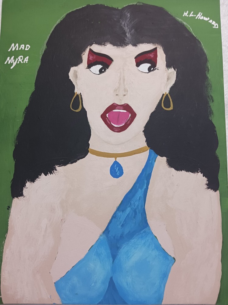 FEMALE PORTRAIT PAINTING 12×16 TITLED (MAD MYRA) A BRIGHT PORTRAIT IN ANGER