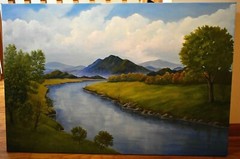 New River Oil Painting Blue Ridge Mountains North Carolina Signed Original 36″