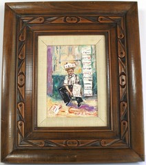 VINTAGE SMALL OIL PAINTING CANVAS SIGNED C ECHEMENDIA DATED 1975 CUBAN BILLETERO