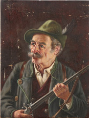 Oskar Schmitt oil painting painting hunter Upper Bavaria Bavaria around 1910 signed hunting