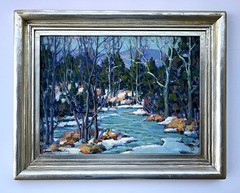 Impressionist Woodstock December landscape John W Bentley 1880-1951, listed NY