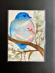 ACEO Original, Abstract Animal Bird, Mini Art Painting, by Annibbie