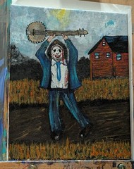 Leather Face Acrylic Painting On Canvas 8×10 „A Killers Awakening“