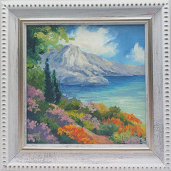 Seascape Original Oil Painting Miniature Cheap Gifts Signed Framed Size 4×4 inch