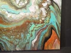 Original Abstract Acrylic Fluid Pour Painting 19 1/2×16 Canvas Resin Coated AR8