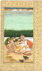 Indian Kama Sutra Art Painting Of Mughal Emperor & Queen Love Scene 6×9.5 Inches