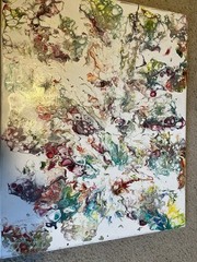 Acrylic Swirl White &Primary Oil Painting On Canvas 16 X 20