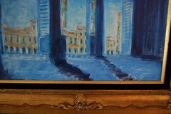 FRAMED OIL VITRALES STAINED GLASS WINDOWS OLD HAVANA, CUBA ARTIST: HECTO VIDAL