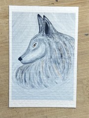 ACEO The Lone Wolf, Acrylic Abstract Original Print, By Jeff Straw