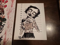 EMI BOZ SIGNED ORIGINAL PRINTS GUS FINK ICONS OF HORROR OUTSIDER ART MIXED MEDIA