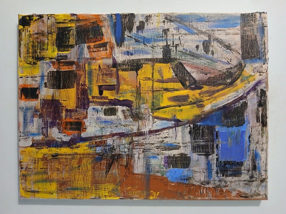 original abstract acrylic painting on canvas „Hand To Mouth“