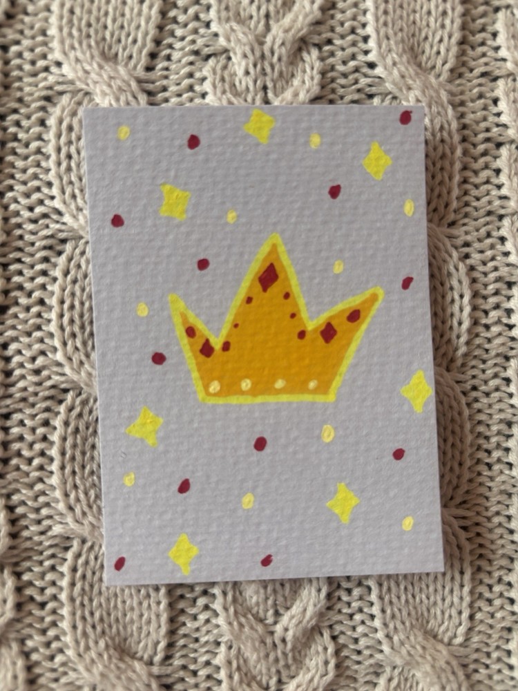 ACEO Watercolor Paper Acrylic Painting Original Mini Art ATC Title The Crown