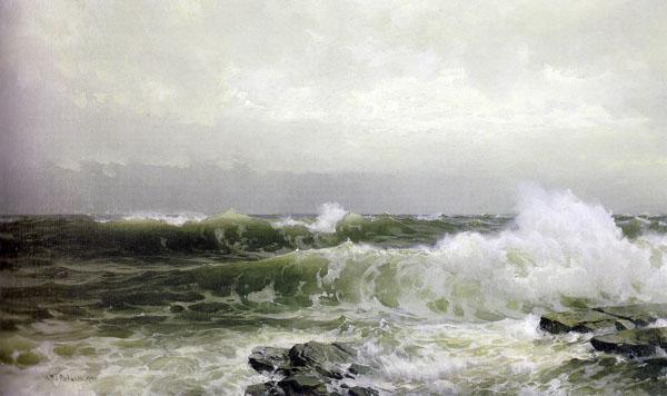 Oil Painting repro William Trost Richards Breakers at Beaver Tail, Narragansett