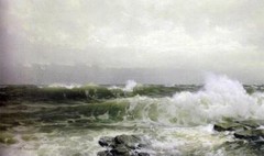 Oil Painting repro William Trost Richards Breakers at Beaver Tail, Narragansett