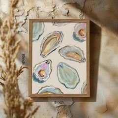 Oyster Shell Canvas Wall Art, Colorful Abstract Wall 10″L x 8″W Oysters Framed