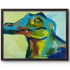 GREEN CROCODILE 14×11 IMPRESSIONISTIC MODERN ART INTERIOR DESIGN