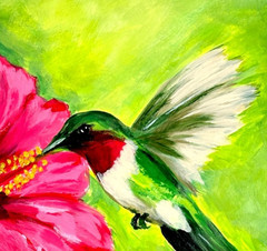 Original Hummingbird 11×14 Paper Bold Impressionist Signed Home Decor Painting