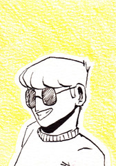 ACEO Ink & Pencil Art Card – Original Character #7 2.5×3.5