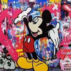 JOZZA „TOP OF THE WORLD“ 2022 | ORIGINAL PAINTING | LARGE 38X38″ | MICKEY MOUSE