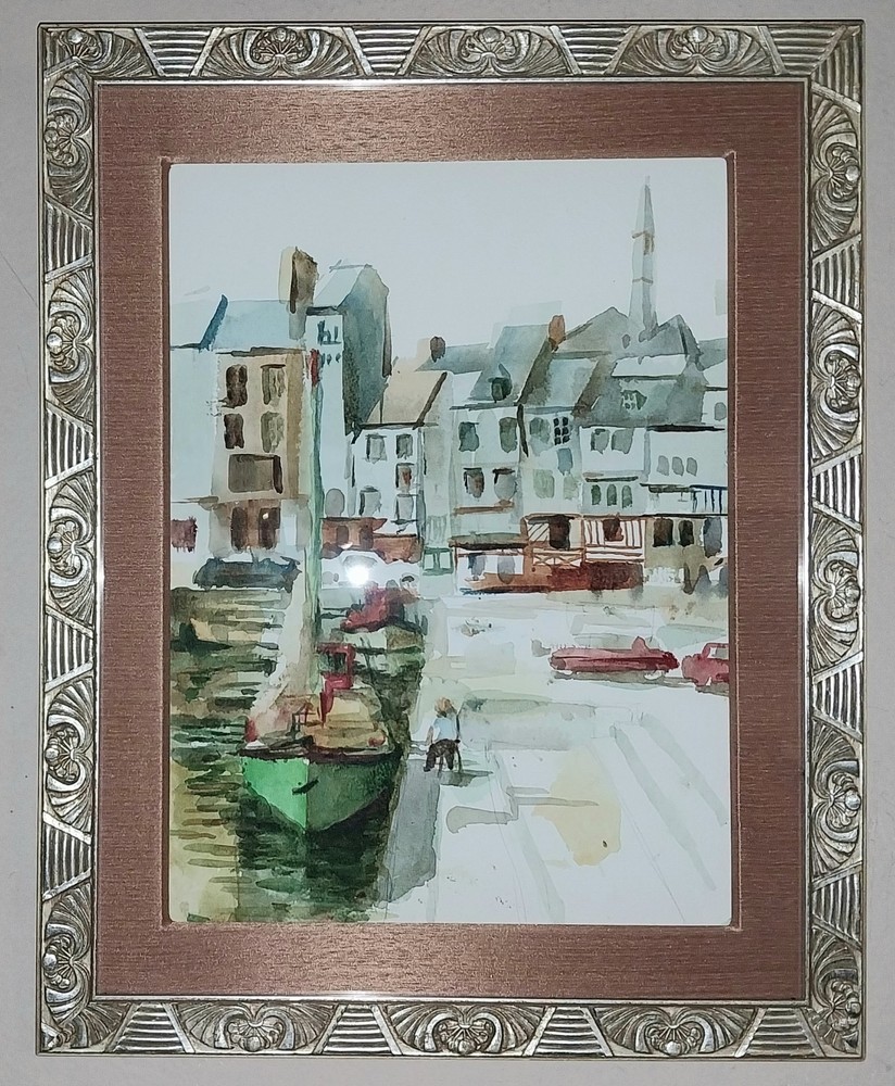 Rex Brandt Original Vintage CA Regionalist Honfleur 1965 Watercolor Painting Art