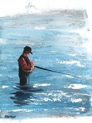 9×12 Original Fly Fishing River Painting Art Acrylic Father’s Day Fisherman