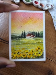 ACEO watercolor painting. Original Landscape