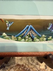 Vintage Costa Rica Hand Painted Feather Signed By Artist Framed