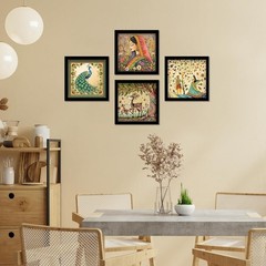 22x22cms Madhubani Pichwai Wall Art Set of 4 Framed Paintings for Home Decor