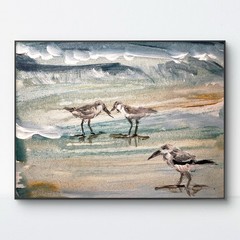 SAMATOWIC Original Abstract Sandpipers 8×10 Handmade Signed Fine Art 255