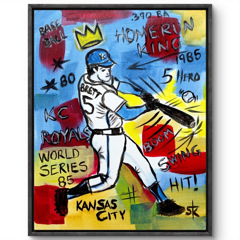 Original Baseball Royals 11×14 George Brett Acrylic Canvas Neo Expressionist