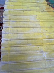VTG Homemade Folk Window Shade Painting 44”x32” Butterfly Yellow, 1 Of A Kind