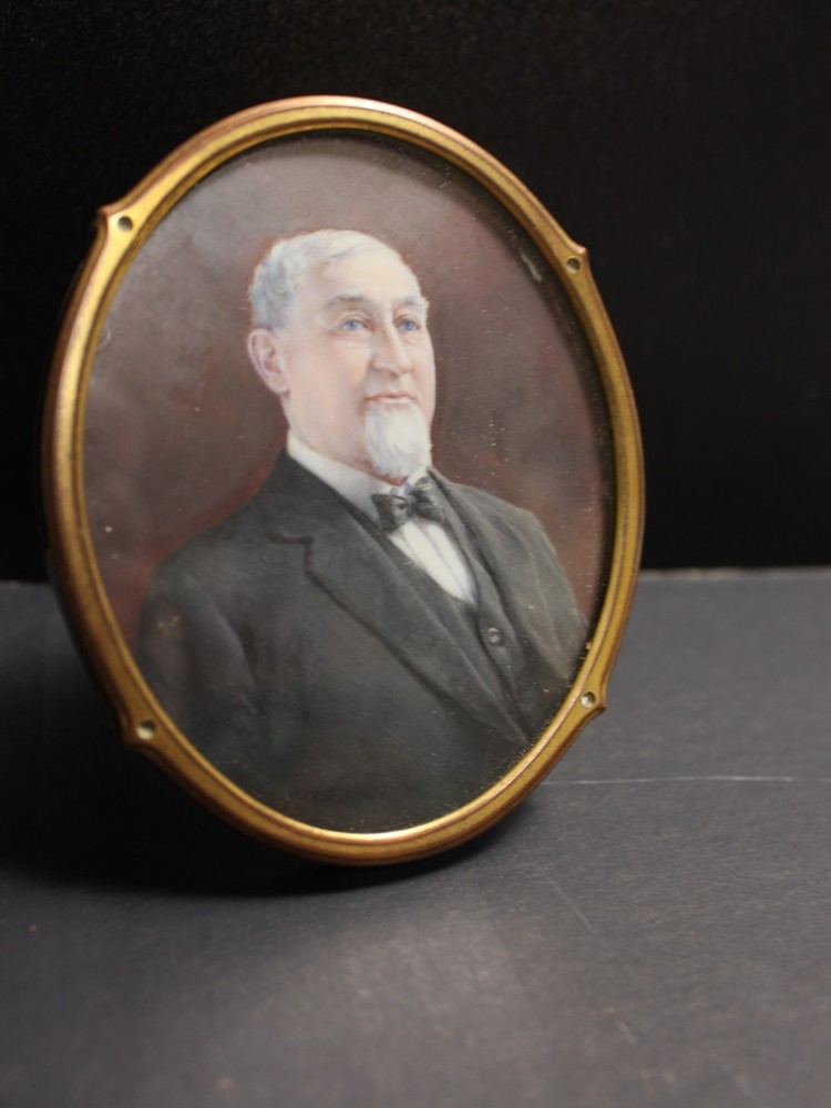 Antique Victorian Edwardian Signed Miniature Portrait Man in frame Palernostro?