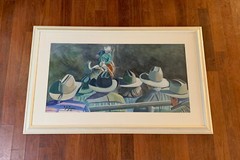Original Watercolor Painting Rodeo Time Cowboy Western Art Tom T. J. Gress 57”