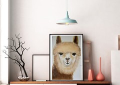 Original oil painting Alpaca Portrait Small wall art Animals 100% Handmade 8×12
