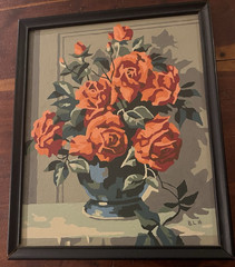 Vintage Flower Bouquet Roses Paint By Numbers Painting Framed Art 10.75″ x 8.75″