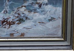 Oil on Cardboard Signed Zdenek Nemastil Winter Landscape River Snow Framed