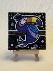 Acrylic Painting Decor On 4”x4” Canvas- Toucan By Sara Jessup (SJessupArt)