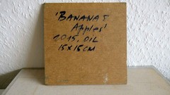 Original Fruit Still Life Oil Painting Apple Banana Kitchen Food Art Board 4×4″