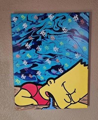 Bart Simpson Glow in the Dark Pop Art Acrylic Painting on Canvas