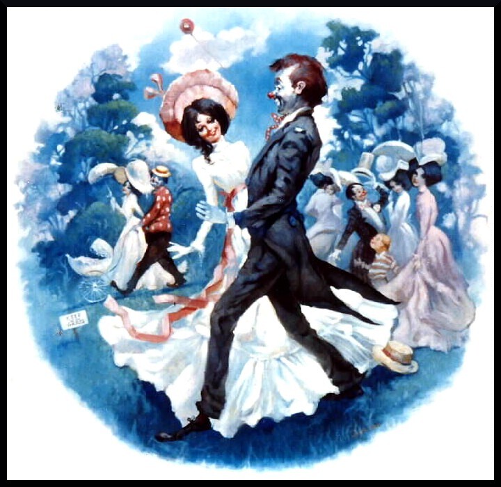 Julian Ritter „Dancing Clown“ Original Oil Painting for Plate 18″ X 18″ – 10